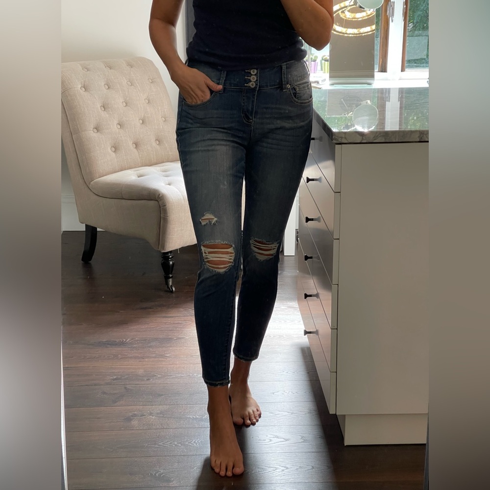 Like New! TORRID Women's Distressed High Waisted Blue Skinny Jeans 12 R